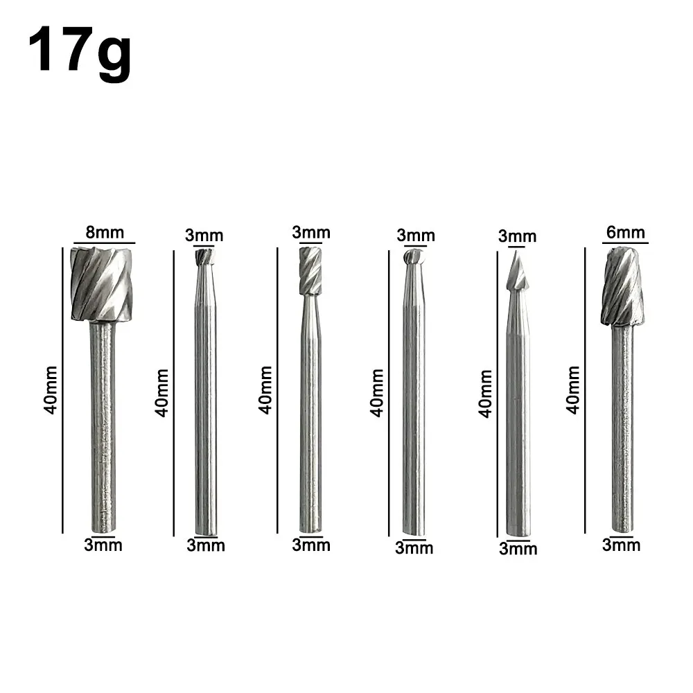 Juego de herramientas eléctricas de pulido y recorte de carpintero, cabezal de molienda de Lima rotativa pequeña de acero de alta velocidad para carpintería, 6 uds.: Default Title