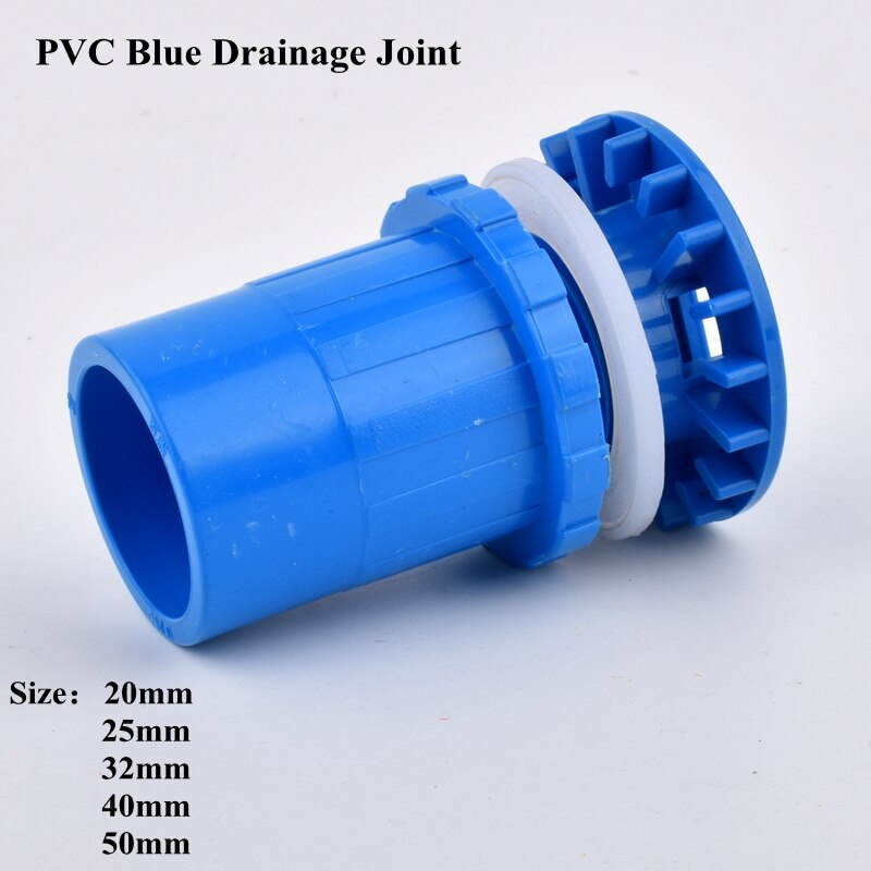 20-50mm PVC Pipe Connector Straight Drainage Joint Aquarium Fish Tank Accessories Garden Watering Irrigation Water Tube Fittings: 1pc I.D 20mm / Blue