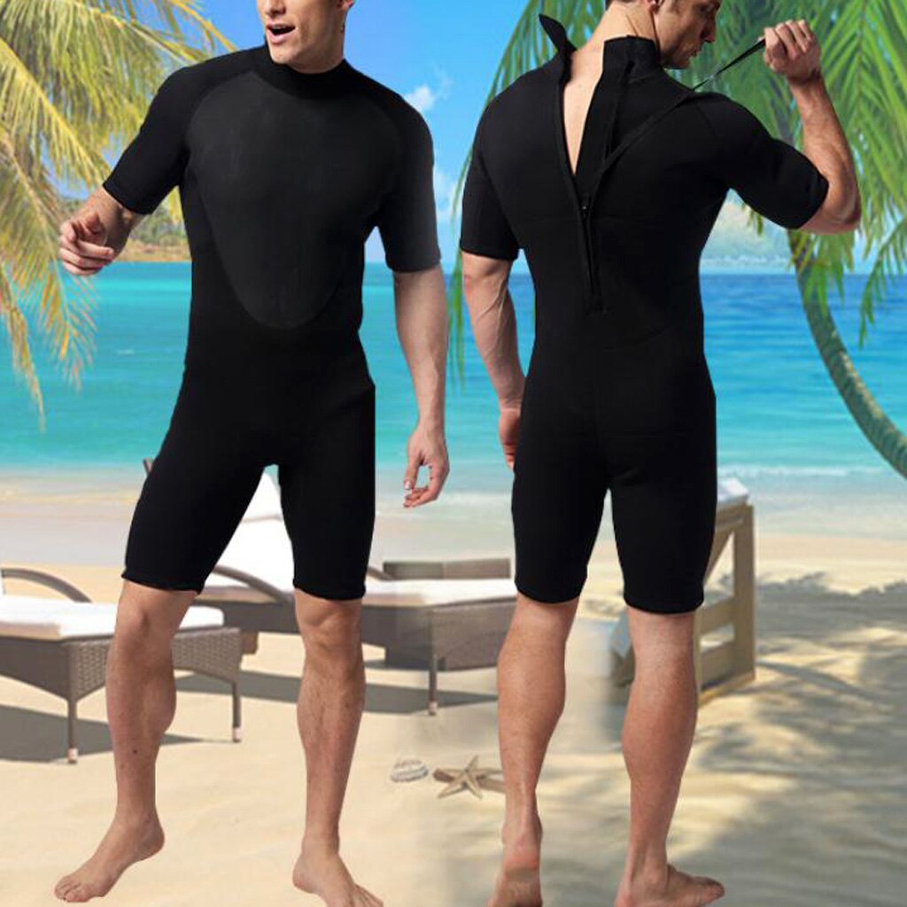Mannen 3Mm Neopreen Shorty Wetsuit Voor Duiken Snorkelen Zwemmen Surfen Zwart