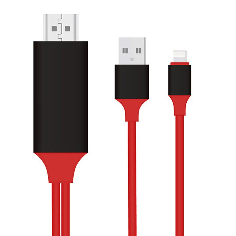 8 Pin naar HDMI Mannelijke USB Kabel voor Bliksem naar HDMI HDTV TV Adapter Digitale AV voor iPad Pro Air voor iPhone X XR 8 7 7Plus 6S 6 5S: Red