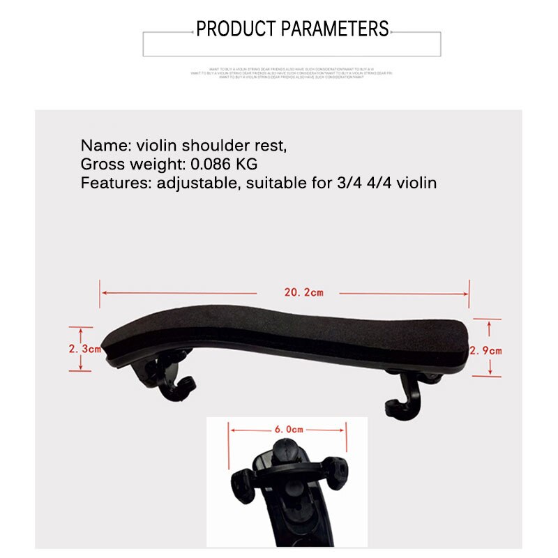 Verstelbare Viool Plastic Schoudersteun voor 3/4 4/4 Fiddle Viool violino Muziekinstrument Onderdelen Accessoires
