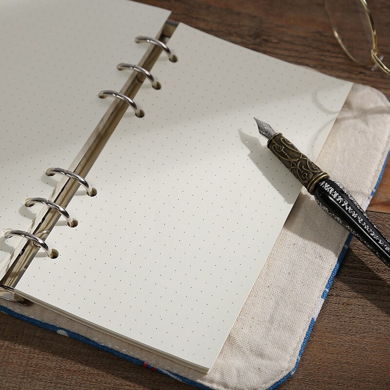 Traveler notebook Classic fabric soft cover Inner spiral bound Art Journal refillable Dotted&Blank pages Bullet journal, diary