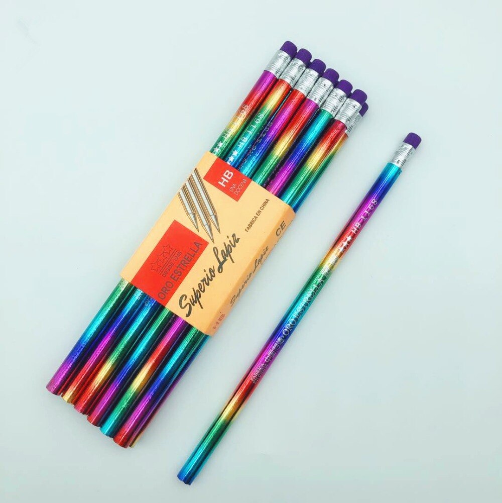 6 Pcs Rainbow Pencil Wood Environmental protection Pencil Bright color Appearance Pencil school office writing Pencil