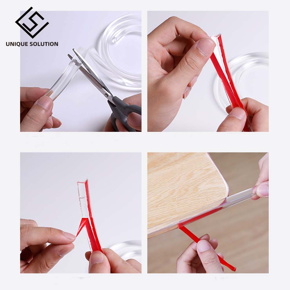 2M Transparent Table Edge Furniture Guard Corner Protectors Bumper Strip with Double-Sided Tape for Cabinets, Tables, Drawers