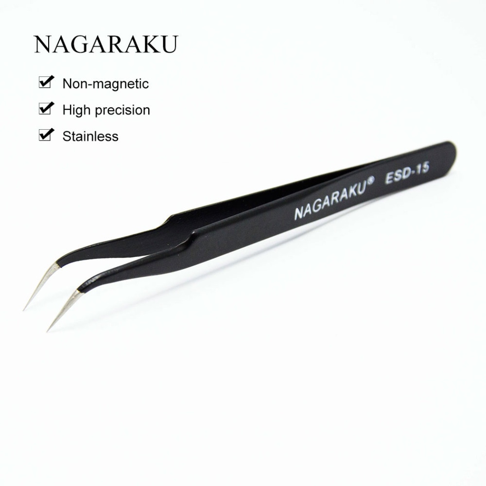 NAGARAKU Eyelash Extension 2pcs set Straight and Curl Stainless Lash Accurate Eyelash Tweezers Pincet False Eyelash Tweezers.