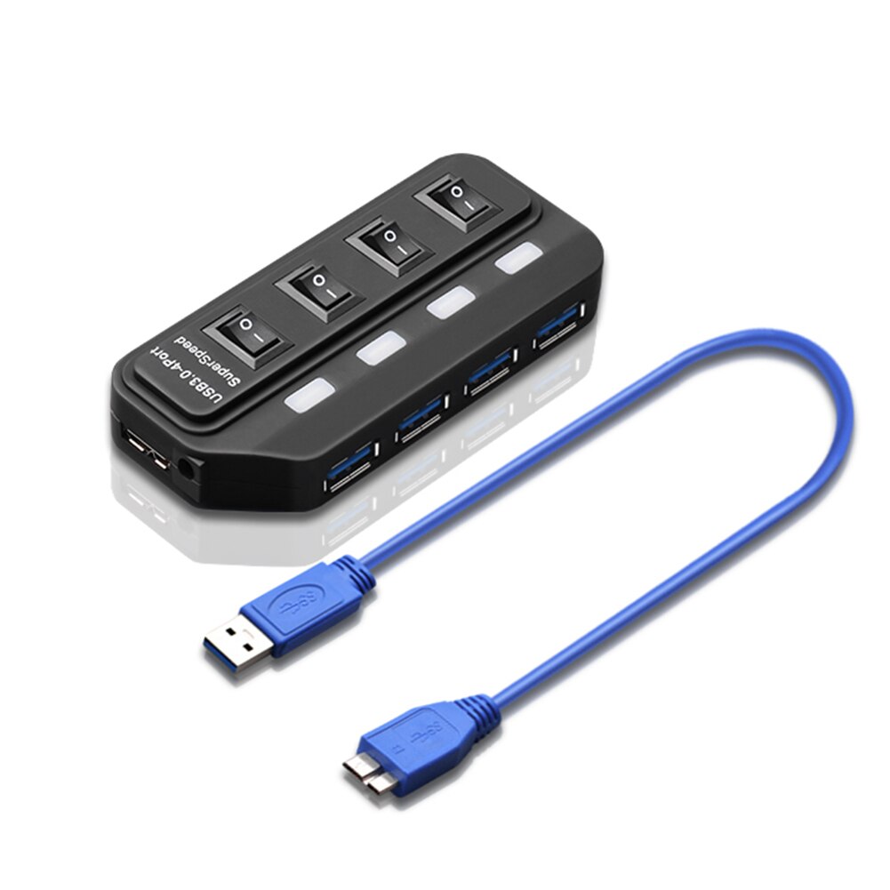 4/7 porter usb 3.0 hub multi usb splitter med individuelle strømbrytere for pc bærbare smarttelefon ekspansjonskonverter: Default Title