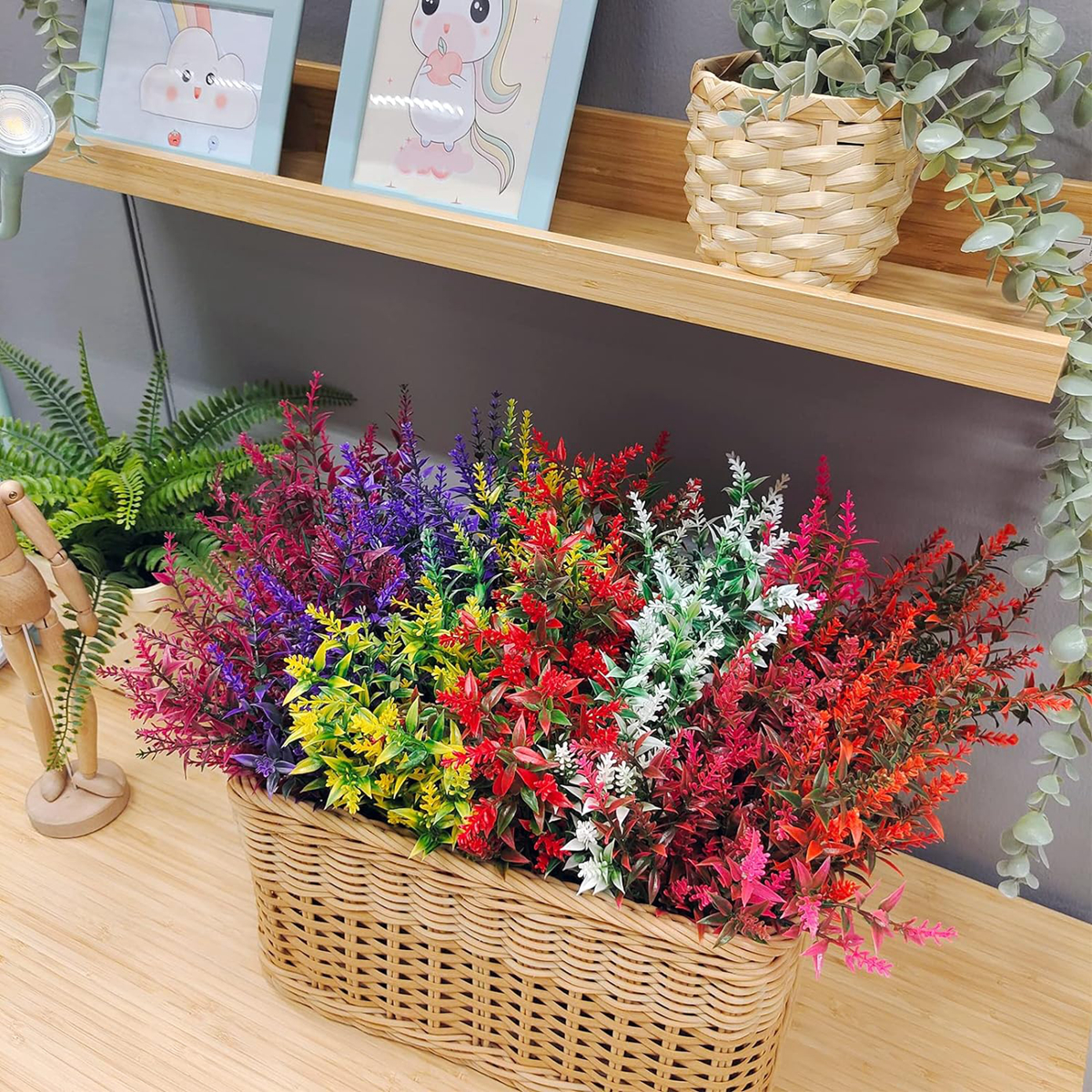 12 Uds. De plantas artificiales de lavanda, florero nupcial para boda, artesanías de corona navideña para el hogar, decoración de alféizar de ventana de jardín al aire libre