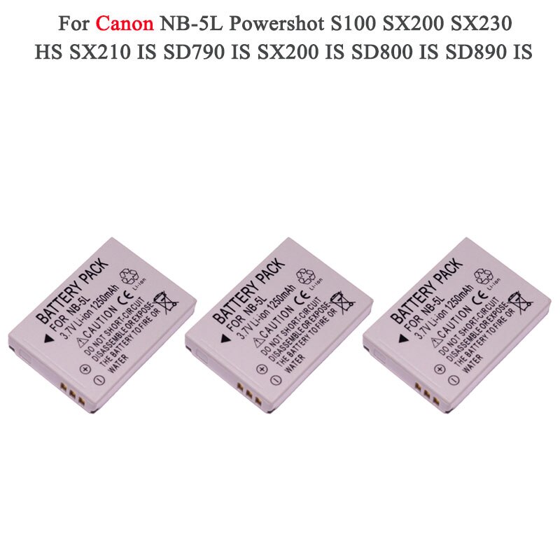 Camera Battery Pack NB-5L NB 5L NB5L Bateria For Canon SX200is SX220HS SX230HS CB-2LXE PowerShot S100 S110 SD950 SD970: Package 3