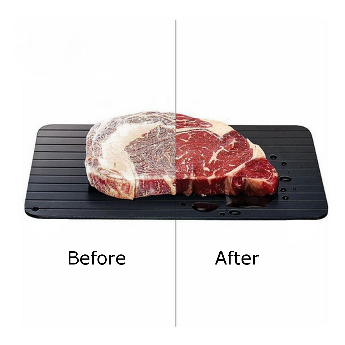 Fast Defrosting Tray Defrost Frozed Meat Food Quick Black Size Keep Food Nutrition Fresh Safest Way Aluminum 29.5x20.5x0.2cm