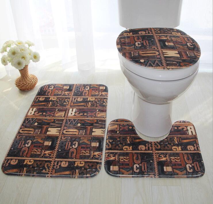 Flannel 3D Print Non Slip 3Pcs/Set Toilet Seat Cover WC Lid Toilet Cover Bathroom Pad Floor Mat Rug Carpet Vloerkleed ZCL512: 10