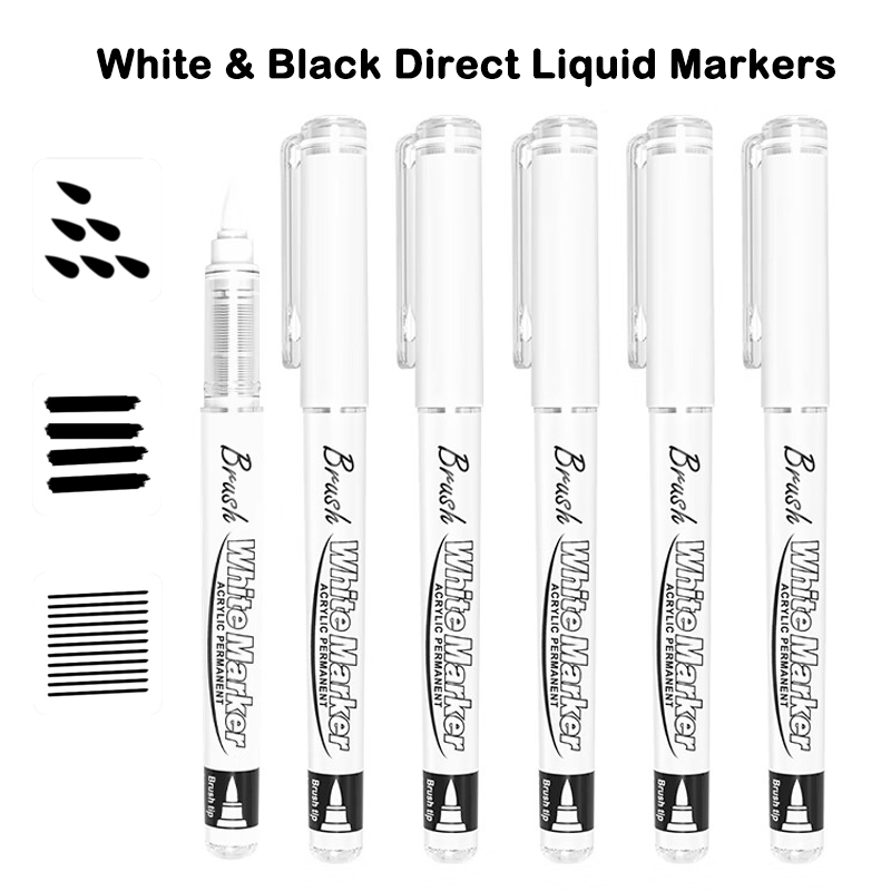 Bolígrafos de pintura acrílica líquida directa, 5/1 Uds., 16 colores, pincel, rotulador para pintura en roca, piedra, vidrio, suministros escolares DIY, papelería