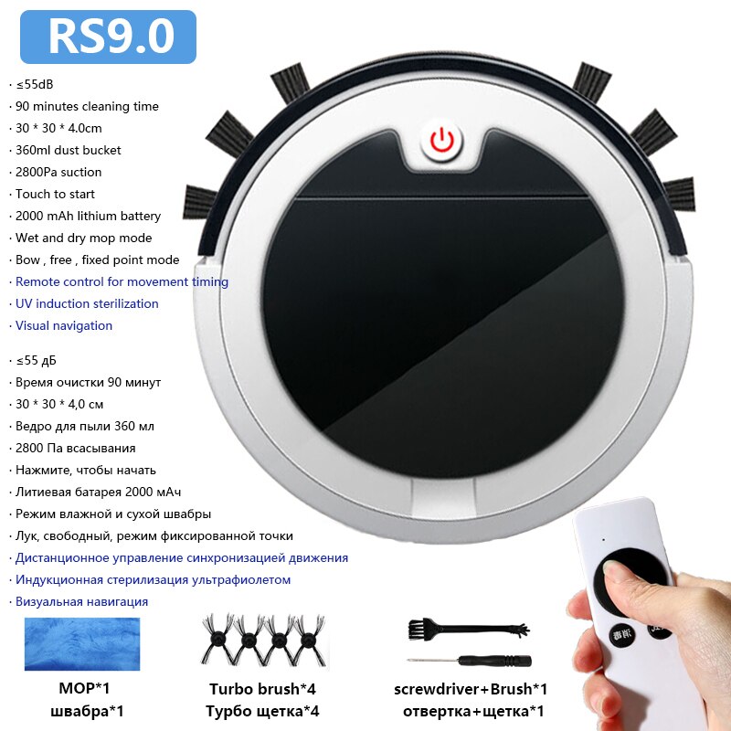 Remote control Robot Vacuum Cleaner Multi-function Cleaning Machine Smart Charging Vacuum Cleaner 3 in 1 xaomi Cleaner Robot: 02