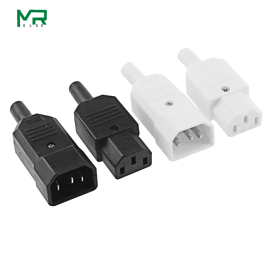 Conector de enchufe de Cable recto IEC 10A 250V, conector de alimentación recargable C13 C14, toma de CA de 3 pines
