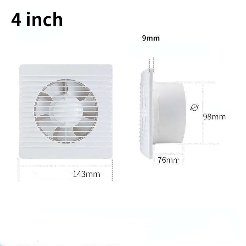 4"6"8" Exhaust fan toilet powerful mute exhaust fan household wall exhaust fan ventilation fan for: AU / 4 inch