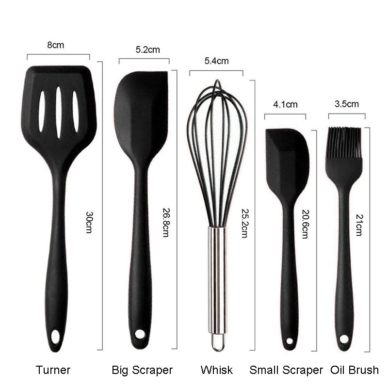 Utensilios de cocina, horno de silicona resistente al calor de 10 piezas y conjunto de utensilios para cocina-Turner, batidor, cuchara, cepillo, espátula, pinzas