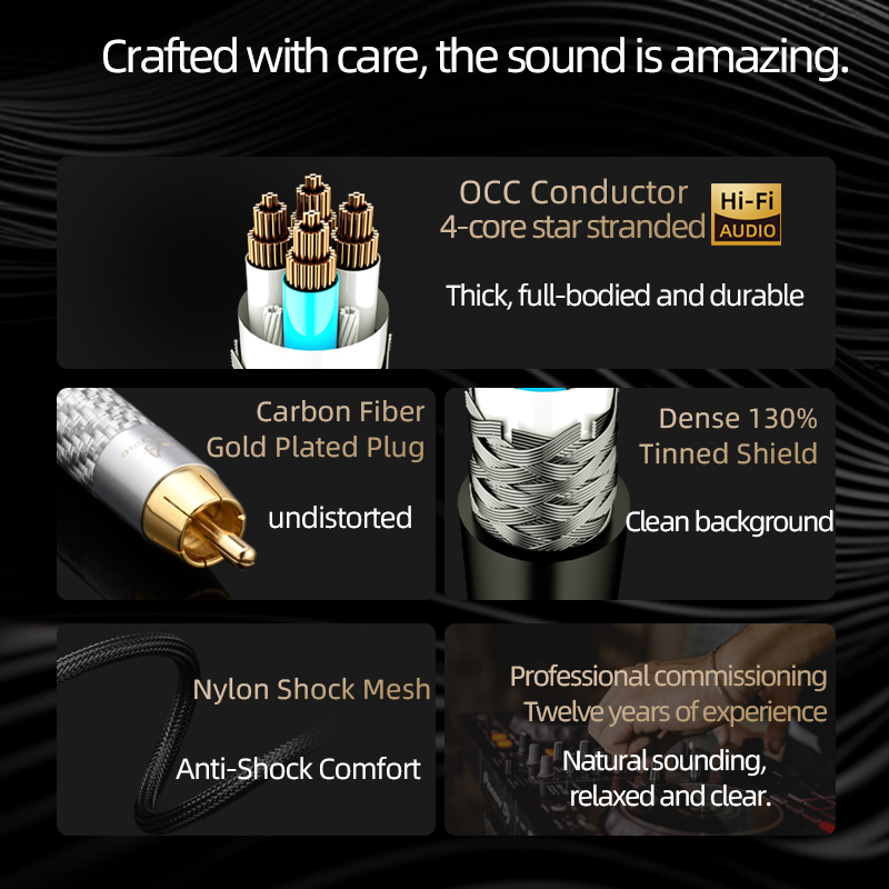 ATAUDIO 75Ω HiFi RCA Coaxial Digital Audio Cable OCC Conductor RCA Male to Male SPDIF Coaxial 5.1 /7.1 Sound for Home Theater