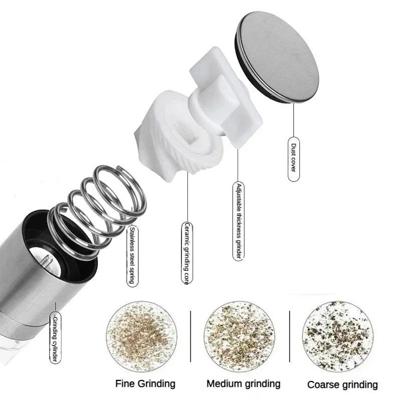 2 in 1 salt- og pepperkvern manuelle salt- og pepperkverner i rustfritt stål med justerbar keramisk kvern, krydderkvern, kjøkkenverktøy