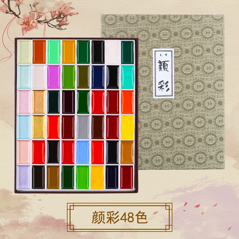 1 Set Japan Sakura Gunstige Effen Aquarel Pigmant 60/48/35/24/18/12/8/6 Kleuren Professionele Hoge Parel/Fluorescerende Kleur