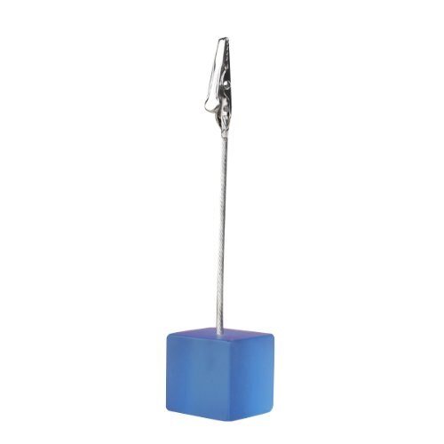 Cube Wire Memohouder Papier Opmerking Clip (Doorzichtig Blauw)