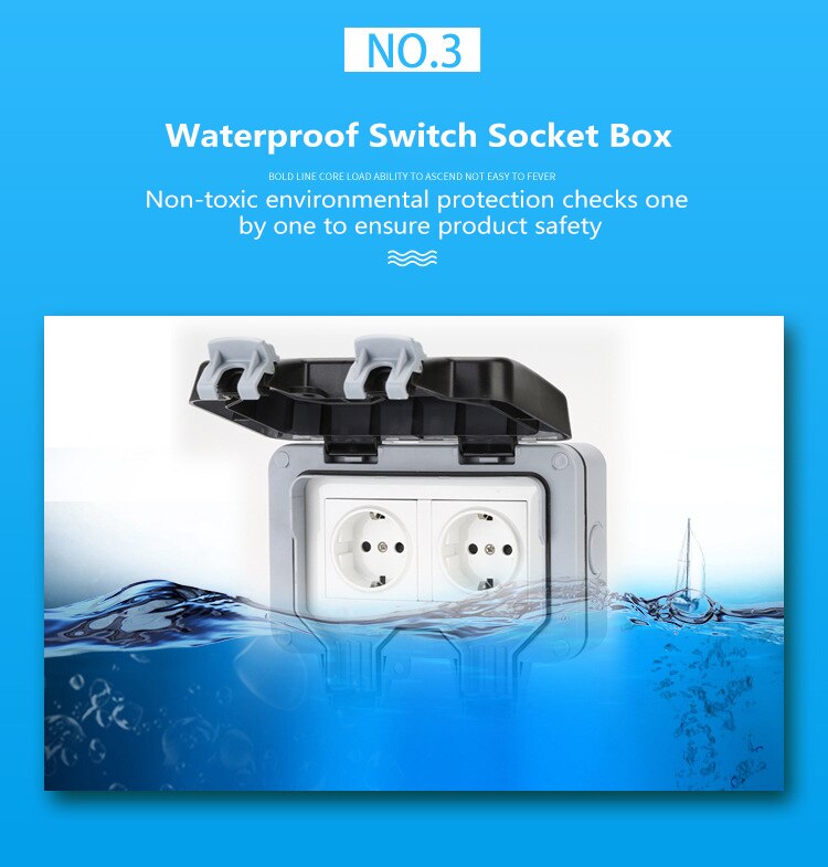 ! IP66 Outdoor Waterproof Socket Bathroom Wall Splash-proof Outdoor Rainproof Socket European Standard (European Standard)