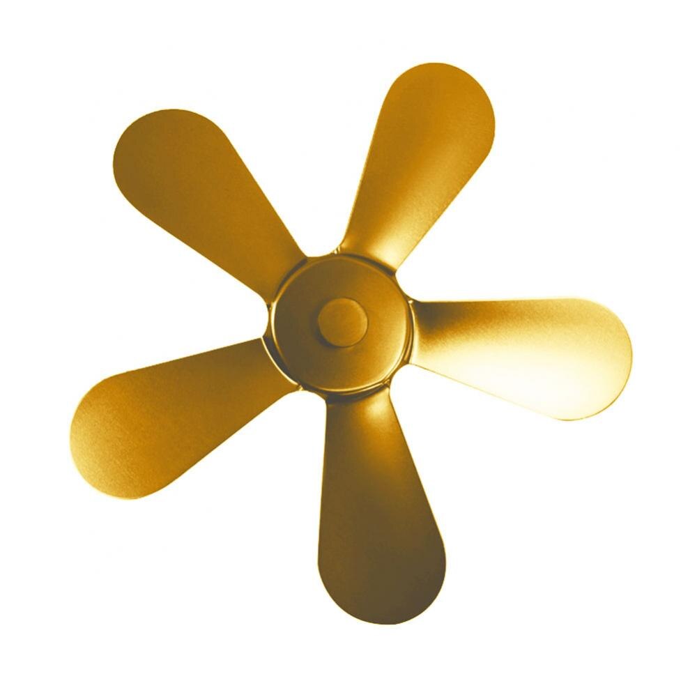 5-Blade4 Fireplace Fan Metal Heat Stove Fan Heat Powered Wood Burning Log Stove Fan Saving Fuel Wood Burner Fireplace Fan: Golden