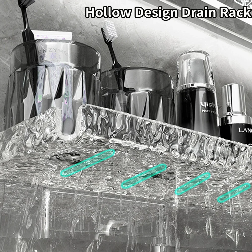 Badezimmer Waschbecken Regal Wasserhahn Lagerregal Hängeregal Acryl Klare Tablett Kosmetik Lagerregal Shampoo Duschwanne für Küche