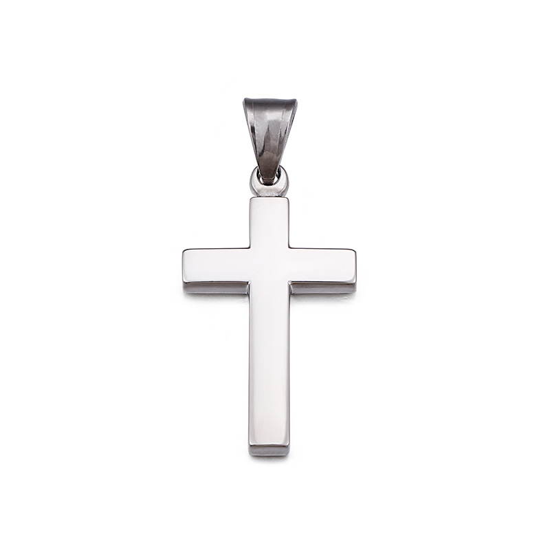 Cruz pendentif pour femmes hommes poli acier inoxydable étanche Simple brillant pendentif jamais fondu: Silver