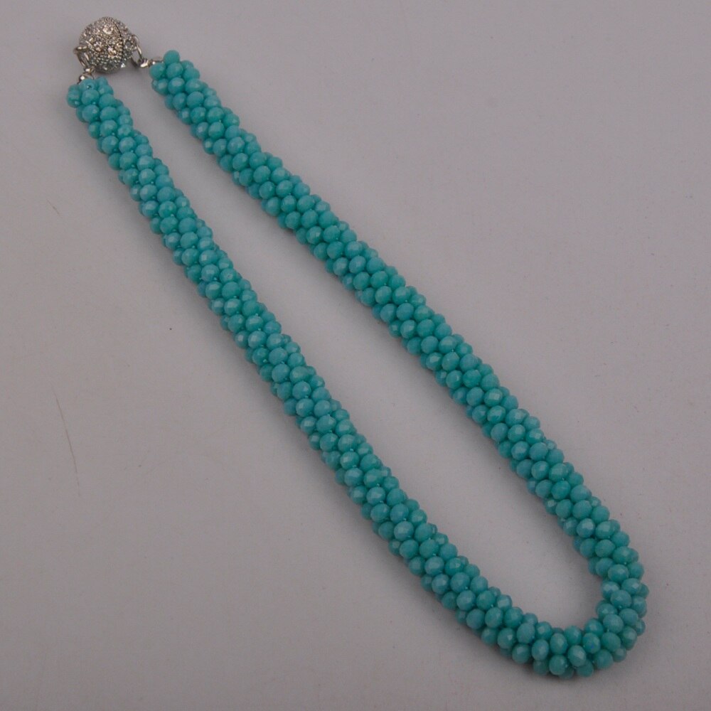 Colorful Crystal Beaded African Necklace European and American Necklace Costume Necklace Set: Aqua Blue