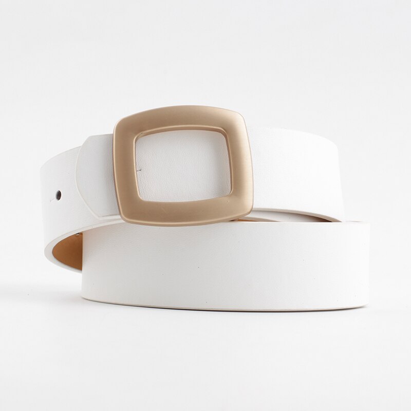 Vrouwen Wit Zwart Bruin Rood Dunne Lederen Riem Vrouwelijke Riem Pin Gesp Taille Riemen Voor Vrouwen dames Broek: WHITE