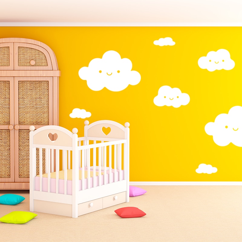 Hvide skyer wallstickers baby tapet boligindretning til børneværelse dekorativ baby soveværelse børneværelse tegneserie sødt klistermærke