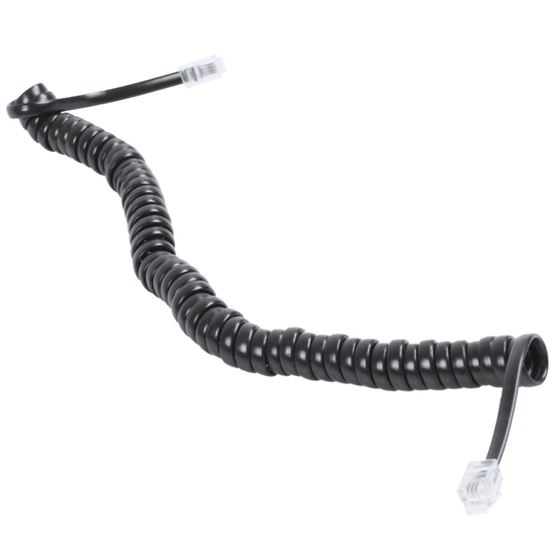 2PCS 24CM Black RJ9 Telephone Phone Modem Coil Line Cord Cable with 150CM White Stretchy RJ9 4P4C Telephone Coiled