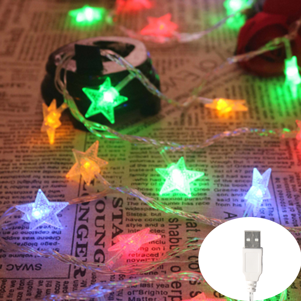 LED-Stern-Lichterkette, USB/batteriebetrieben, Lichterkette, Weihnachtsgirlande für Party, Hochzeit, Zuhause, Terrasse, Dekoration Ich bin Freien: Grün / 80w