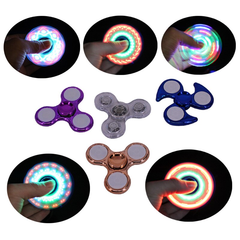 18 Multi-Styling Lichtgevende Fidget Spinner Led Flash Light Transparant Plating Hand Spinners Glow In Donker Licht Stress Relief speelgoed