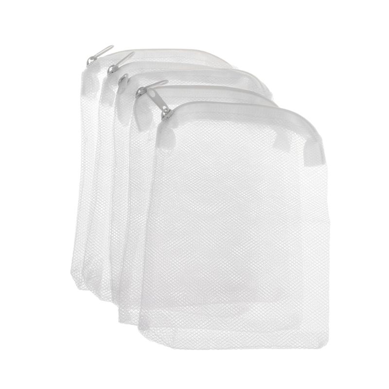 5 Pcs/Set Aquarium Filter Bag Fish Tank Mesh Bag Zipper Net Pond For Bio Ball Active Carbon Isolation Storage 5 Sizes: 2