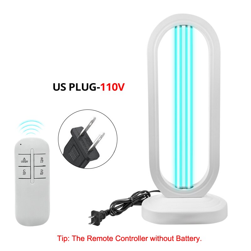 50W UV Lamp Sterilizer Ozone Quartz Lamp Irradiator UVC Bactericidal Disinfection Light 3-block Timer 15/30/60min Germicidal: 110V US PLUG