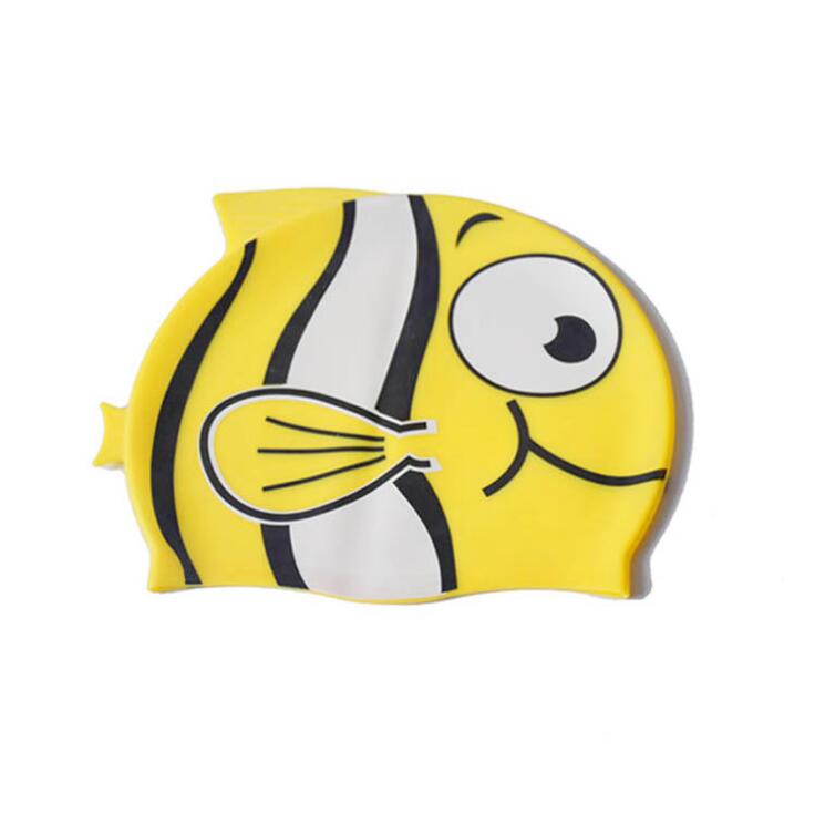 Kind silicagel badmuts ultra elastische waterdichte voor vis cartoon badmuts mannelijke hoed: yellow fish