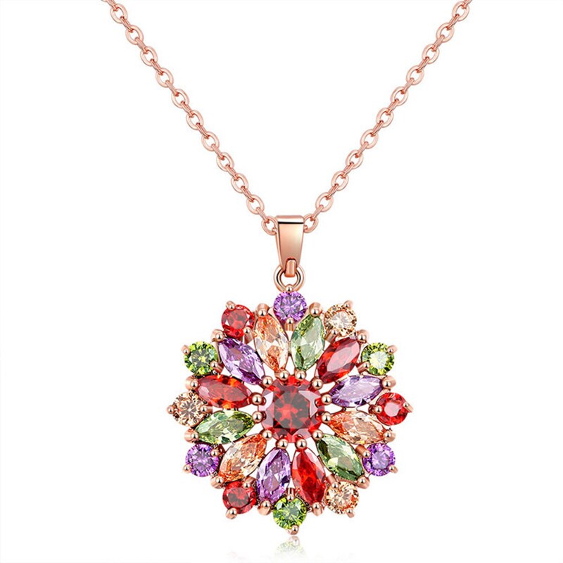 Multicolore zircone pendentif collier de chaîne pull pendentif collier pour les femmes coloré soleil fleur bijoux: Type 6