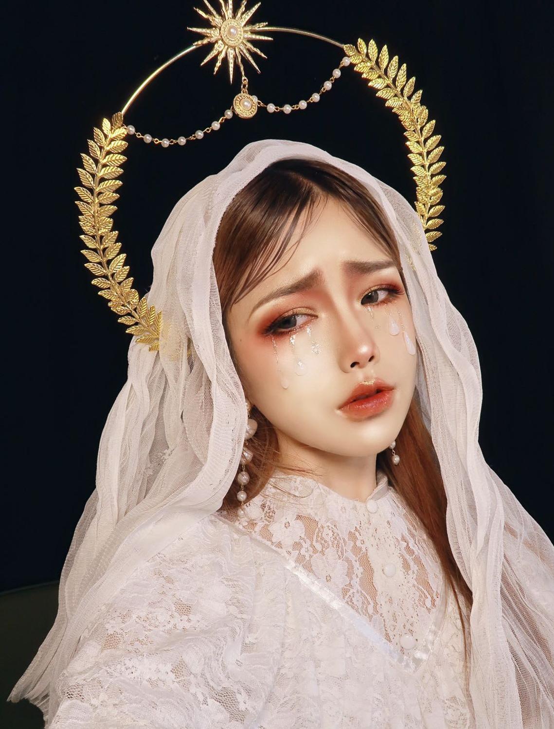 Lolita dulce hecho a mano diadema KC Retro deidad sombrero magnífico Madonna sol Apolo Halo Iglesia Ángel trajes Hanfu de accesorios para el cabello: Default Title