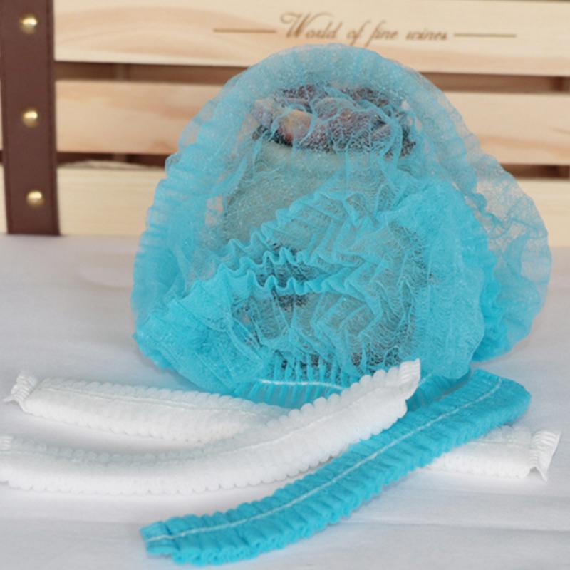 100Pcs Disposable Salon Hair Hat Anti Dust Net Bouffant Cap Non-Woven Head Cover Hat Elastic Cleaning Hair Protect Hat