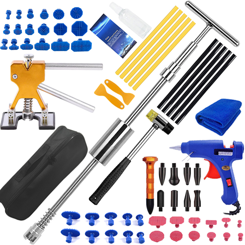 Kit de herramientas de reparación de abolladuras de coche, hoja de carrocería de coche, eliminación de golpes sin pintura, Kit de extractor de martillo inverso, herramientas manuales completas, piezas de automóvil