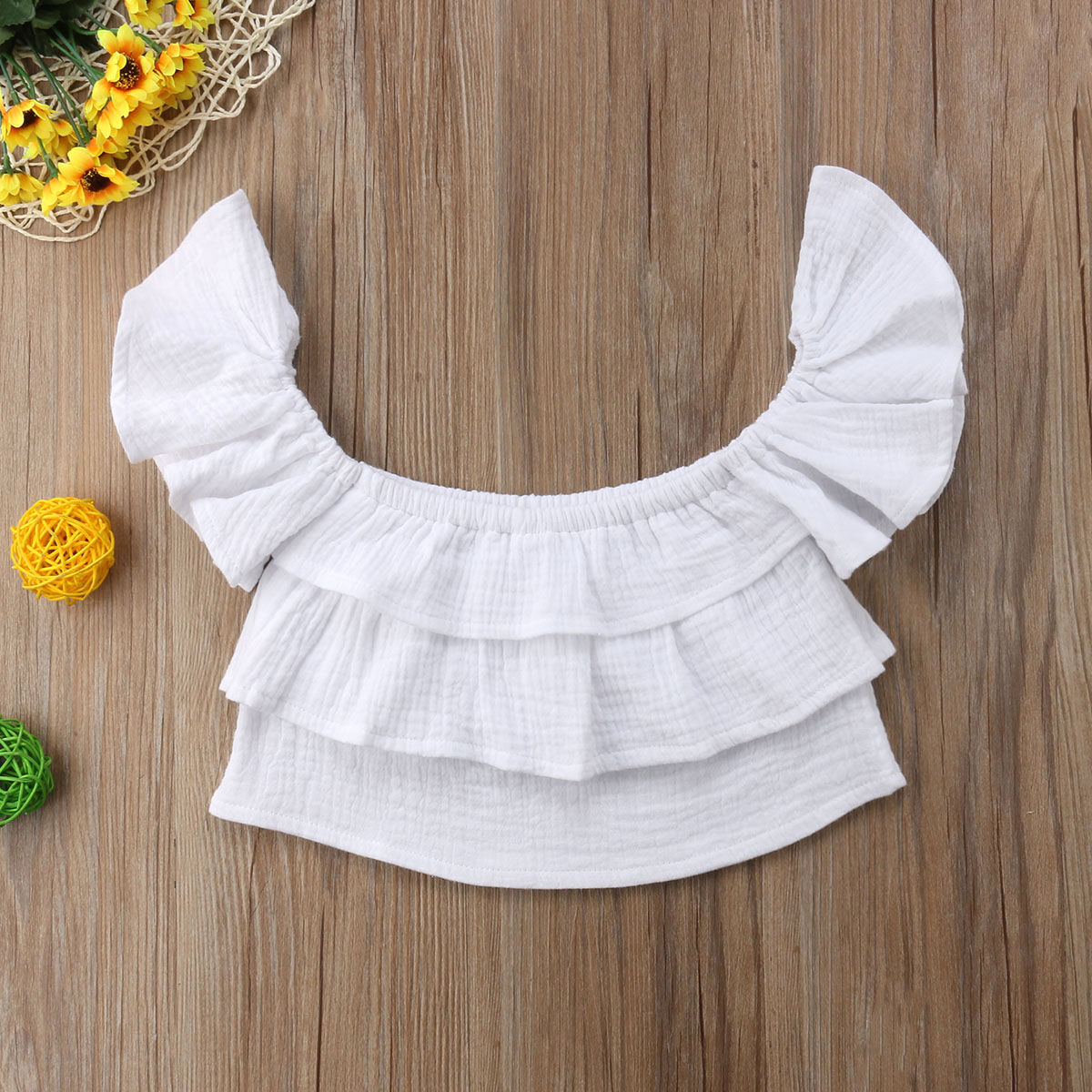 Newborn Kid Child Baby Girls Summer Blouse Off Shoulder Ruffled Dot Tops Shirt Blouse Summer Clothes Baby Girl 0-3T