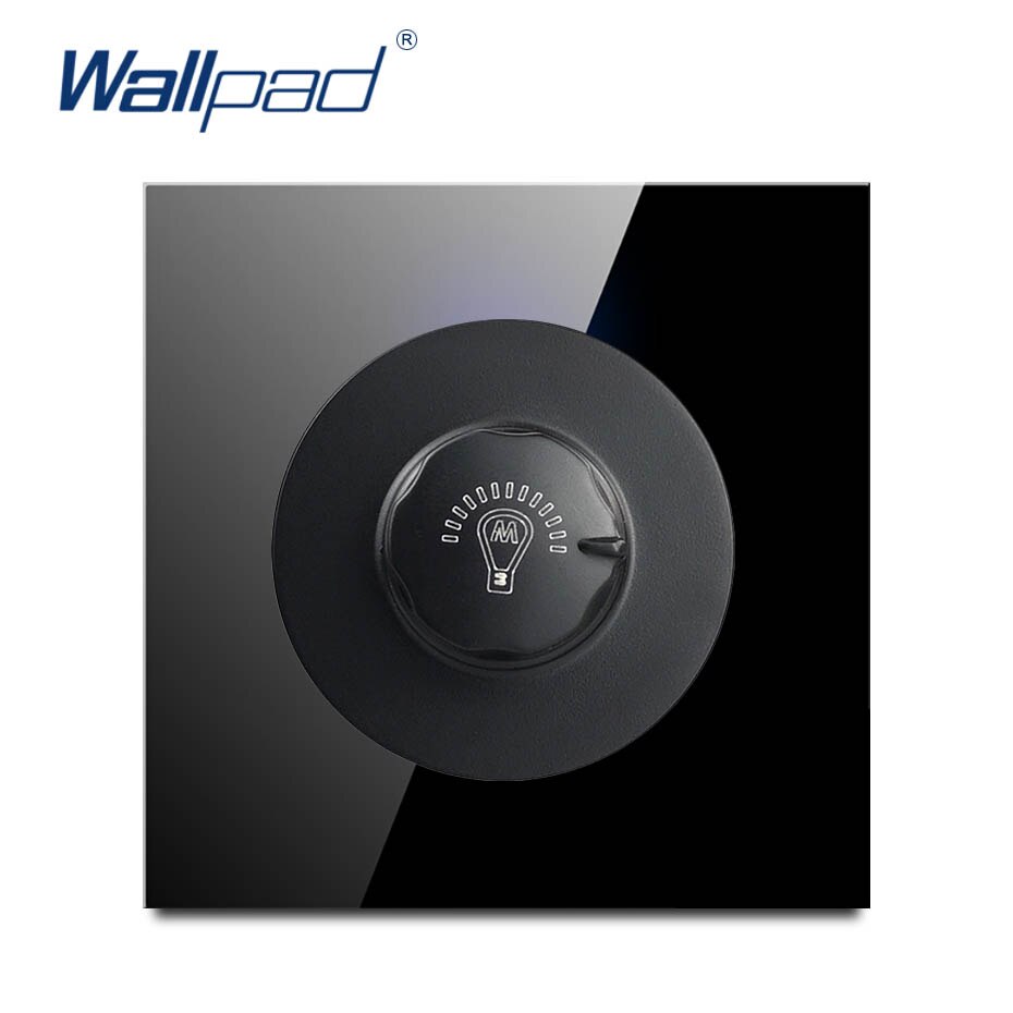 Wallpad Random Click Push Button Wall Light Switch With LED Indicator Socket Black Tempered Glass Panel For Home: Dimmer Switch