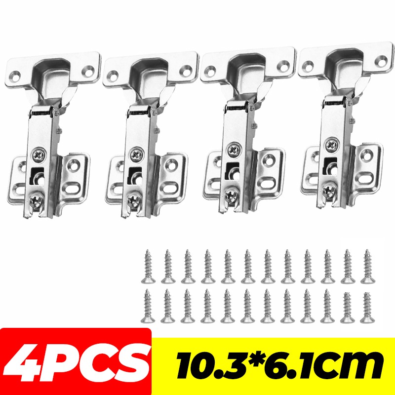 Bisagra para gabinete de muebles, bisagras ocultas de Cierre Suave, amortiguador de cierre oculto, bisagra de acero para puerta de armario de cocina con tornillo: Plata