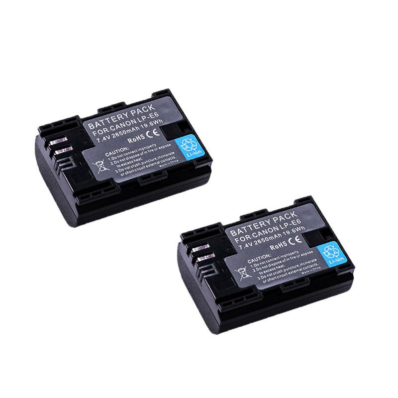 4x2650mAh Li-ion Battery LP-E6 LP-E6N lpe6 LP E6 E6N Batteries for Canon LP-E6 EOS 5DS 5D Mark II Mark III 6D 7D 60D 60Da 70D