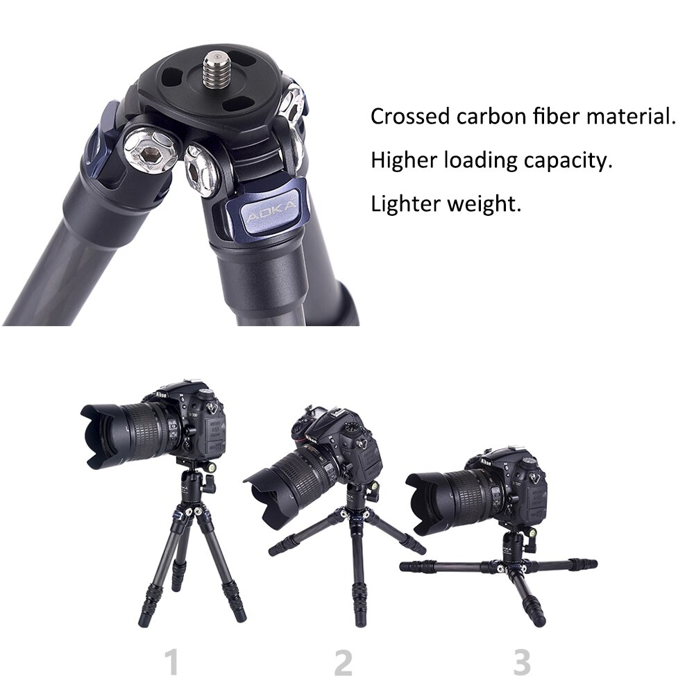 AOKA-cámara portátil CMP163C de fibra de carbono, rótula de bola de trípode para SLR DSLR, cámara Digital ligera de