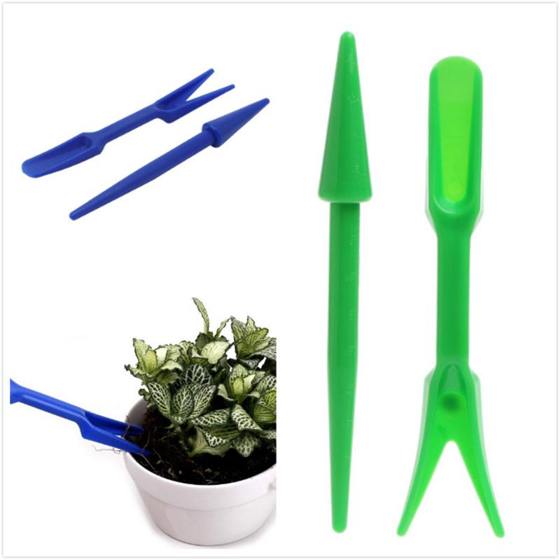2 pçs plástico jardim sementes widger mudas dibber transplante ferramentas de plantio (cor aleatória)