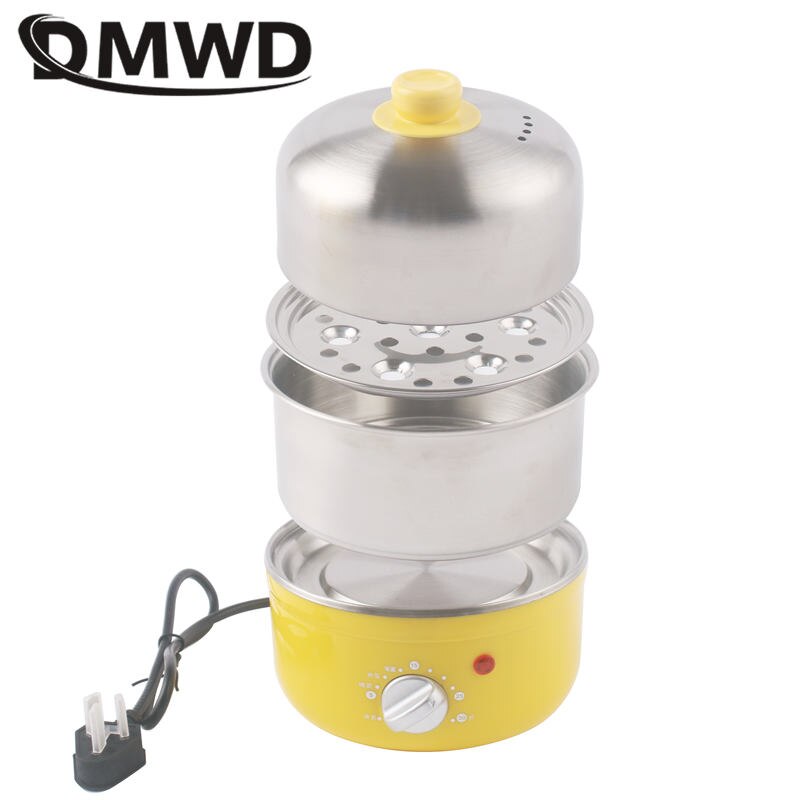 Electric Egg Boiler Food Steamer with Timer 2 Layers Stainless steel breakfast Steaming machine Grains Stewed Egg Custard Cooker