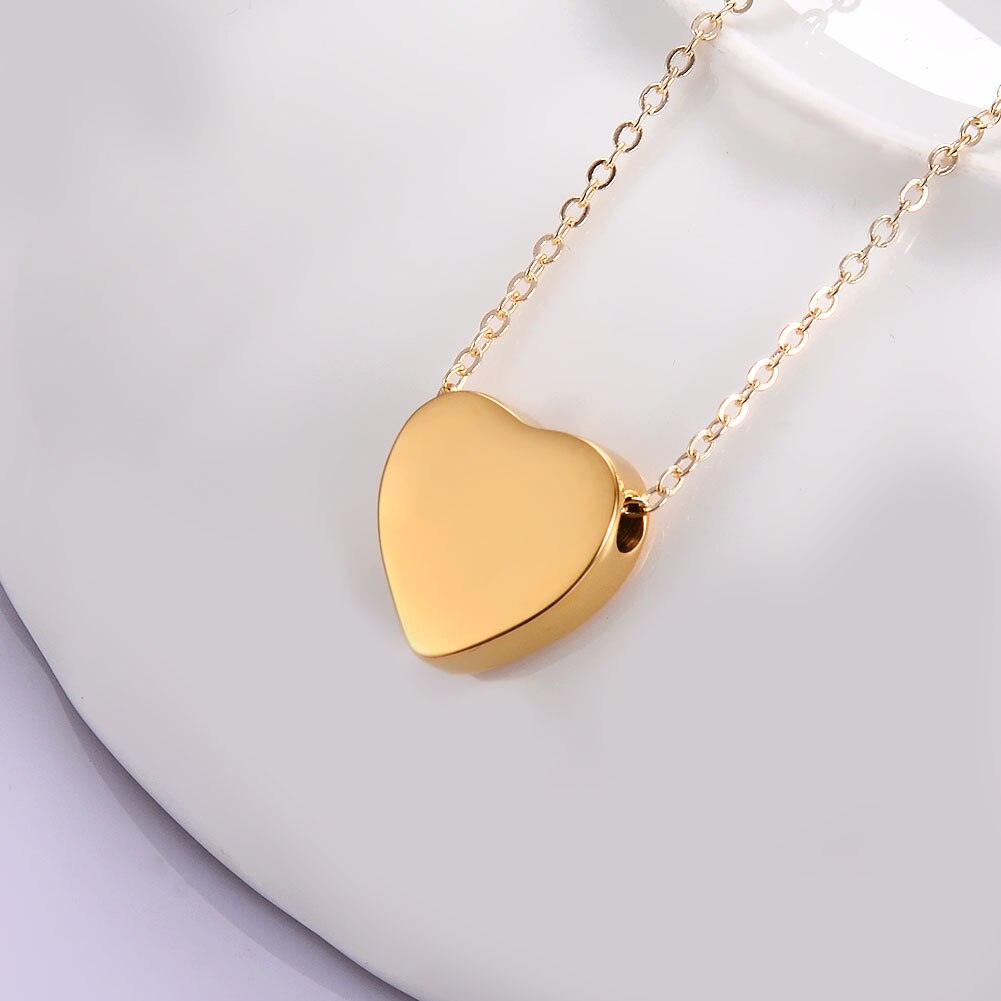 Herzförmige gedenkurne aus edelstahl, halskette für die asche von mensch und tier, sarganhänger, einäscherungsanhänger, schmuck, kann geöffnet werden (50cm-teilig): Goldfarbe