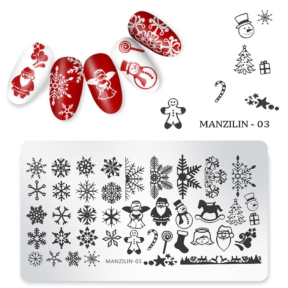 Nail Art Navidad copo de nieve Santa estampado de muñeco de nieve imagen estampado plantilla placa