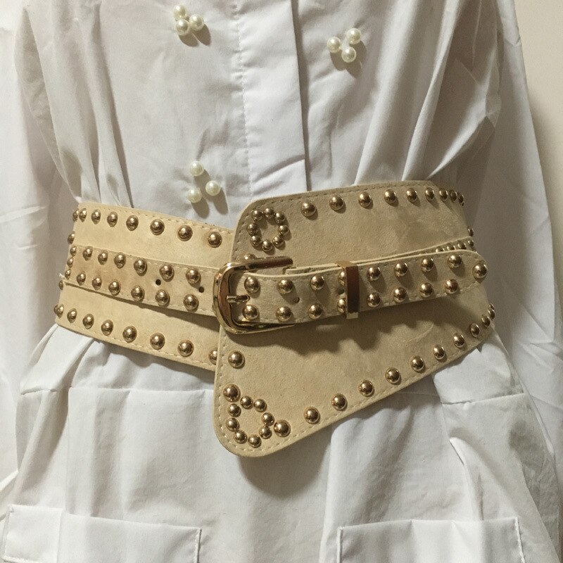 Mittelalterlichen Prinzessin Wikinger Königin Breite Taille Leder Gürtel Frauen Schnalle Niet Zucht Gürtel Larp Getriebe Antike wickeln Bund Für Dame: Weiß Gürtel